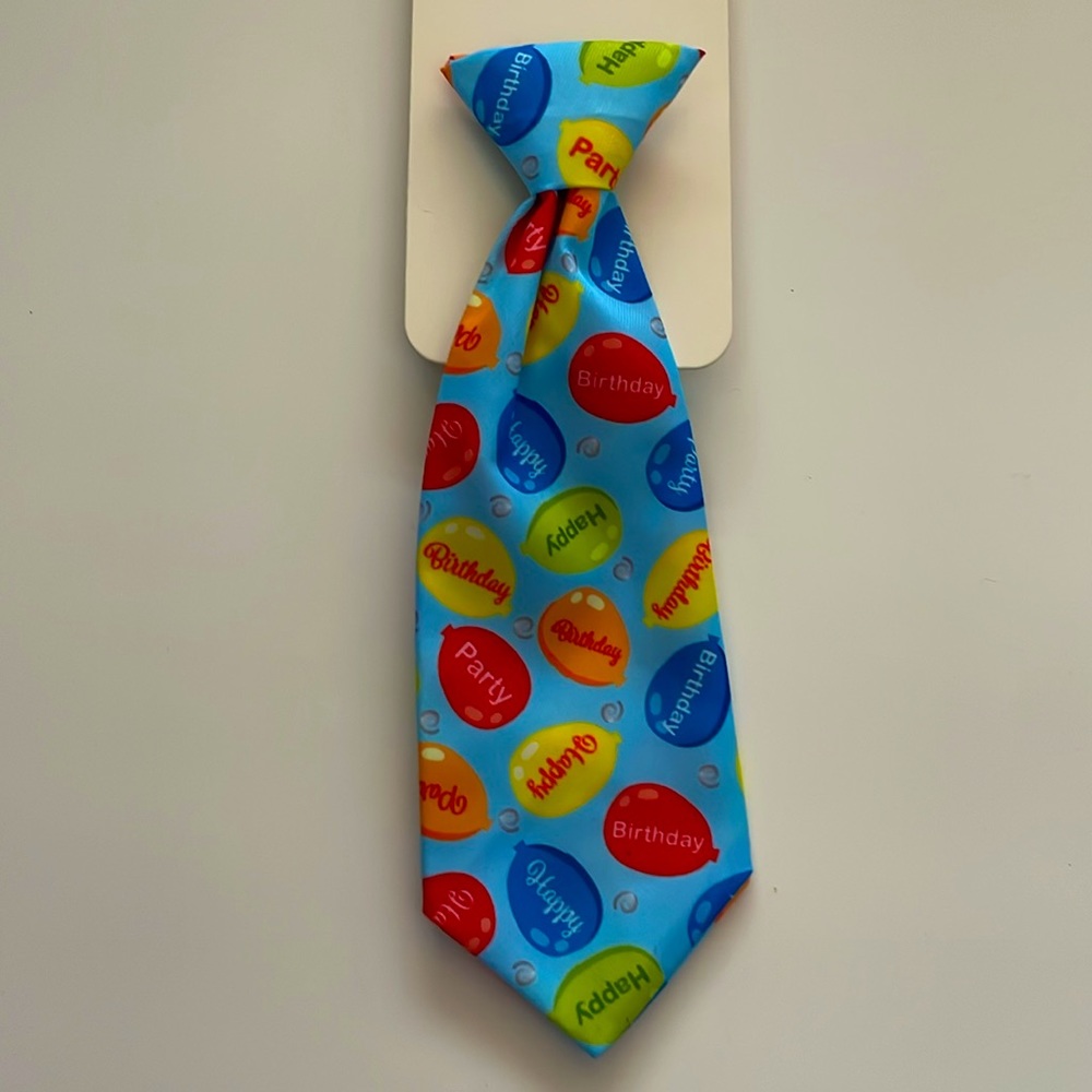 5/$25 Huxley & Kent Party Tie Long Tie in Blue for Dogs M 7.75”